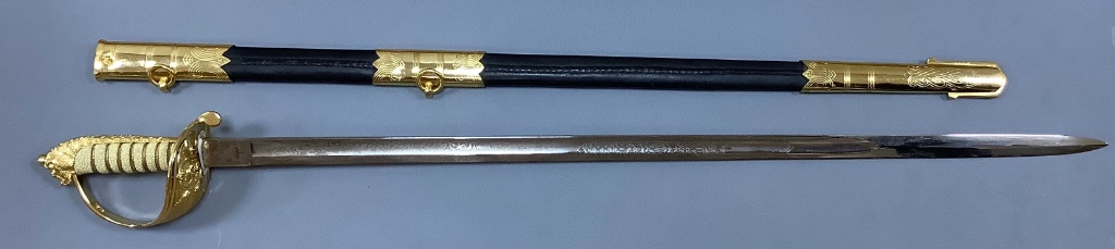 A QEII 1827 pattern naval officer's sword, Crown Swords, England